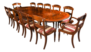 Antique French Louis Revival Dining Table and Chairs in Walnut, 1920s, Set of 13