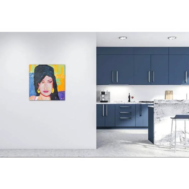 Modern Narratives — Original Portrait Original oil painting by L Haas, 24 x 24 unframed canvas, signed. Bold color and...