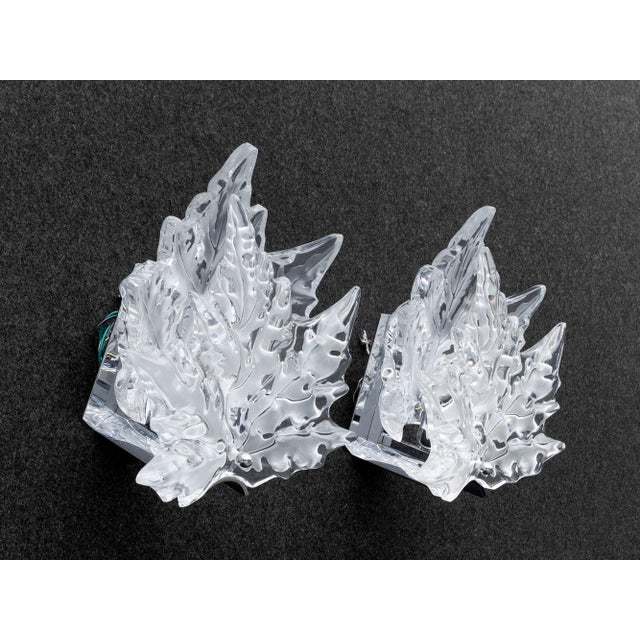 Pair of Lalique Crystal and Chrome "Champs Elysees" Wall Sconces For Sale - Image 10 of 15
