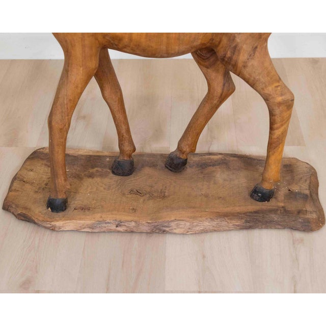 Italian 20th Century Life-Size Walnut Deer Sculpture For Sale - Image 4 of 12