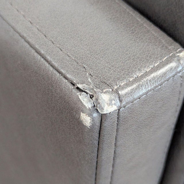 Gray BenchMade Modern Skinny Fat Gray Leather Sectional Sofa – L-Shaped Seating For Sale - Image 8 of 9