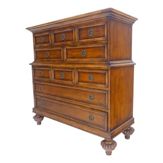 Baker 10 Drawer High Boy Chest Dresser Paper Lined Drawers MINT! For Sale