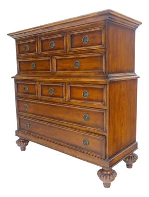 Baker 10 Drawer High Boy Chest Dresser Paper Lined Drawers MINT!