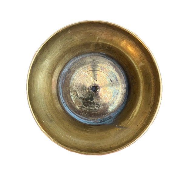 Vintage Mid-Century Indian Hand-Etched Brass Floral Baluster Vase With Warm Patina For Sale - Image 4 of 7