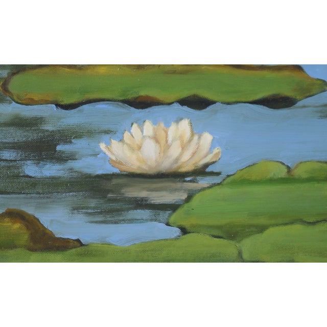 Abstract Lily Pads - Original Oil on Canvas by Maria Pavao For Sale - Image 3 of 5