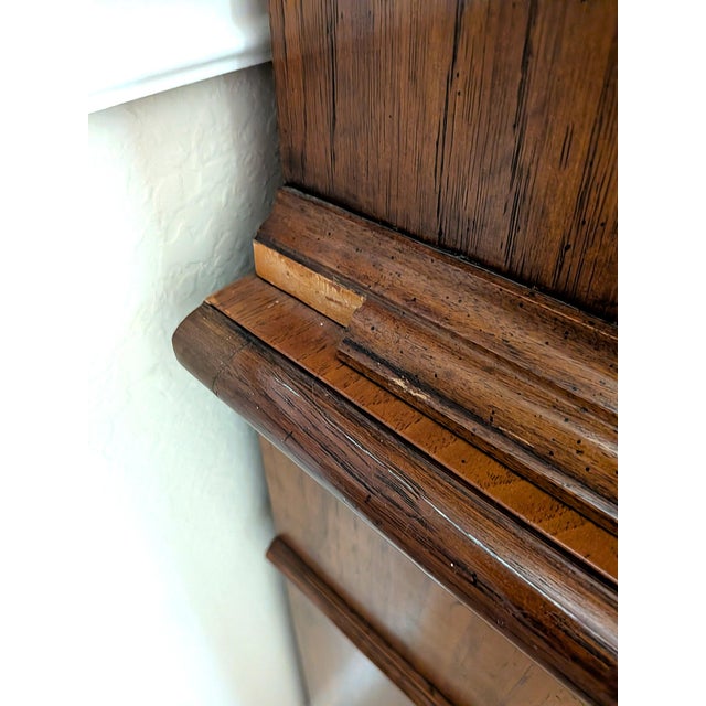 1960s Vintage Thomasville Spanish Revival Walnut Breakfront Lighted China Cabinet - 2 Pieces For Sale - Image 11 of 11