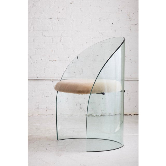 Postmodern glass chair with "floating" seat produced by Fiam in the 1980s in the manner of Louis Derria's design from the...