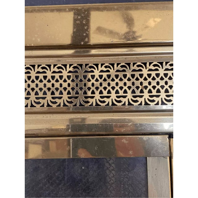 Mid 20th Century Polished Brass Fireplace Arched Insert Cover Glass Doors For Sale In Pittsburgh - Image 6 of 6