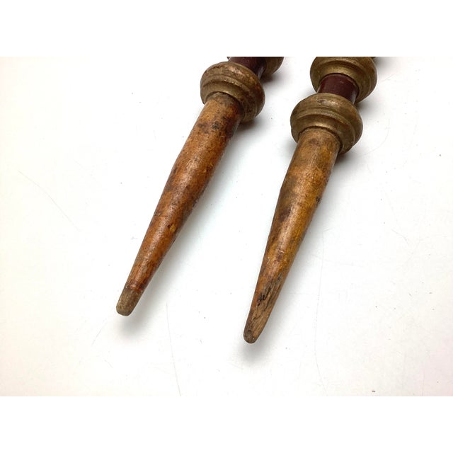 Early 20th Century Antique Turned Wooden Croquet Stakes in Wonderfull Old Paint For Sale - Image 5 of 6