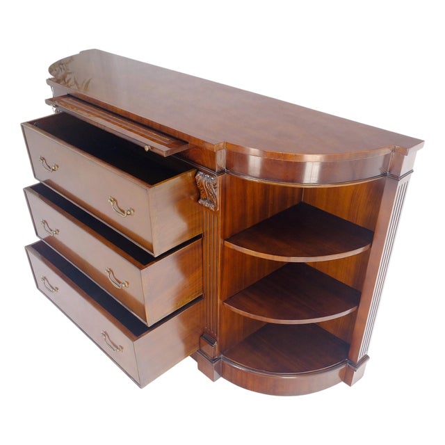 Mahogany c1940s 3 Drawer Shelves Sideboard Credenza Console MINT For Sale