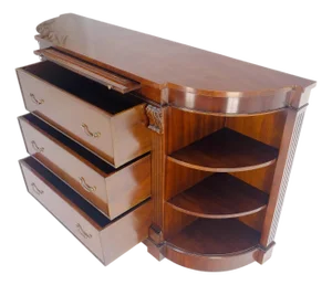 Mahogany c1940s 3 Drawer Shelves Sideboard Credenza Console MINT