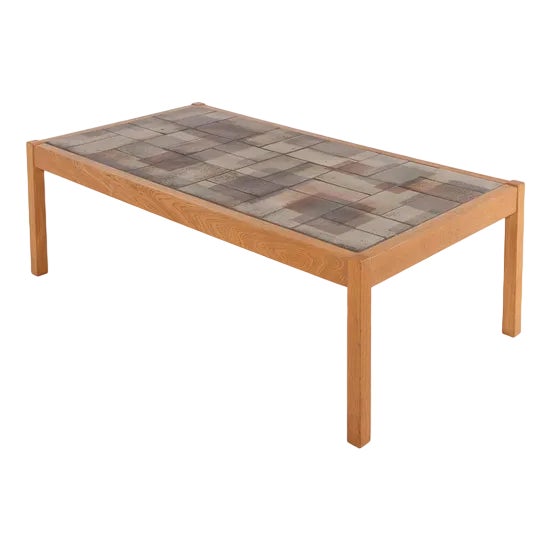 Danish Modern Ceramic Top Coffee Table from Sallingboe For Sale