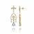 Fleur De Lis Chandelier Earrings Studs With Topaz in Silver, Gold, A Pair For Sale - Image 4 of 10