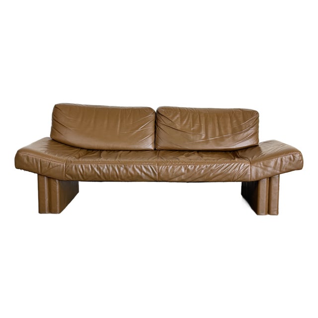 Vintage 1980's Italian Leather Postmodern Sofa For Sale