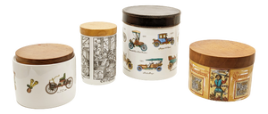 Ceramic, Wood & Leather Decorative Boxes, 1960s, Set of 4