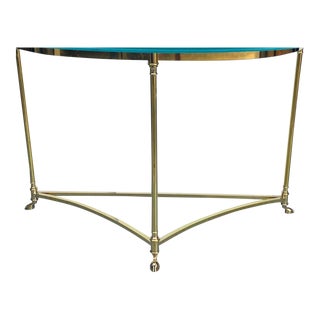 1970s Italian Brass Hoof Footed Demilune Console Table For Sale