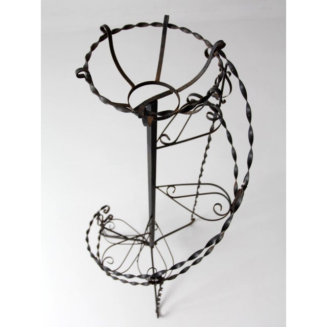 Black Mid-Century Wrought Iron Tiered Plant Stand For Sale - Image 8 of 16