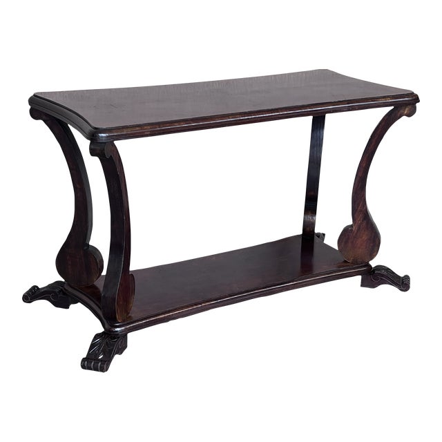 Early 20th Century Mahogany Rectangular Coffee Table With Low Shelve For Sale