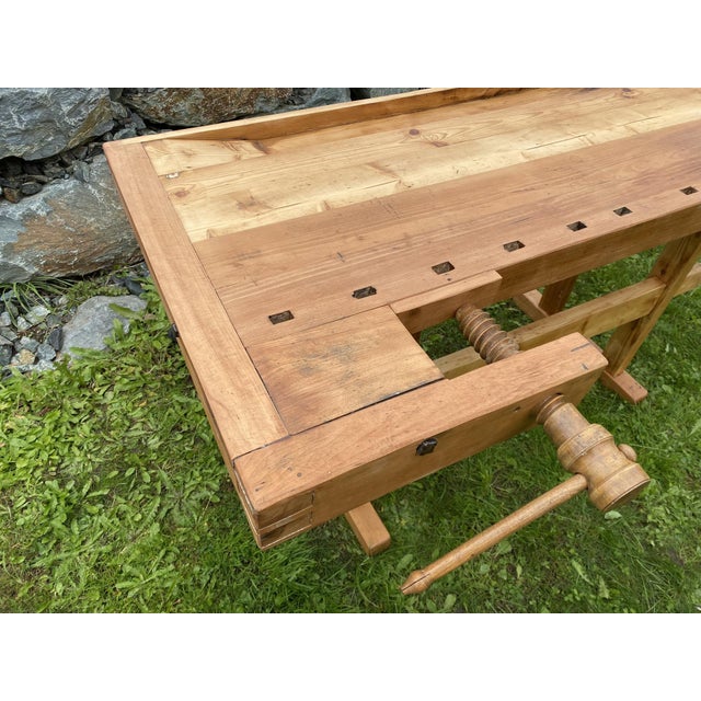 Brown Vintage Rustic Workbench, Germany For Sale - Image 8 of 12