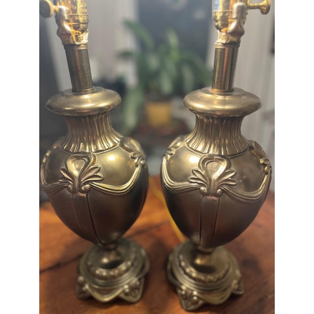 Metal Early 21st Century Stiffel Brass Neoclassical Urn Table Lamps - a Pair For Sale - Image 7 of 10
