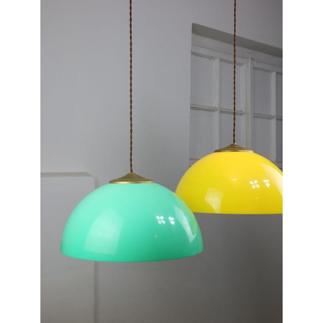 Mid-Century Italian Brass and Acrylic Glass Pendant Lamp For Sale - Image 10 of 18