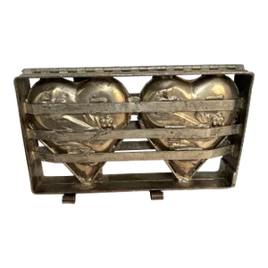 Late 20th Century Metal Double Hinged Large Heart Chocolate Mold