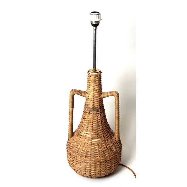 Large Mid-Century Handmade Floor Lamp in Rattan, 1960s For Sale - Image 15 of 16