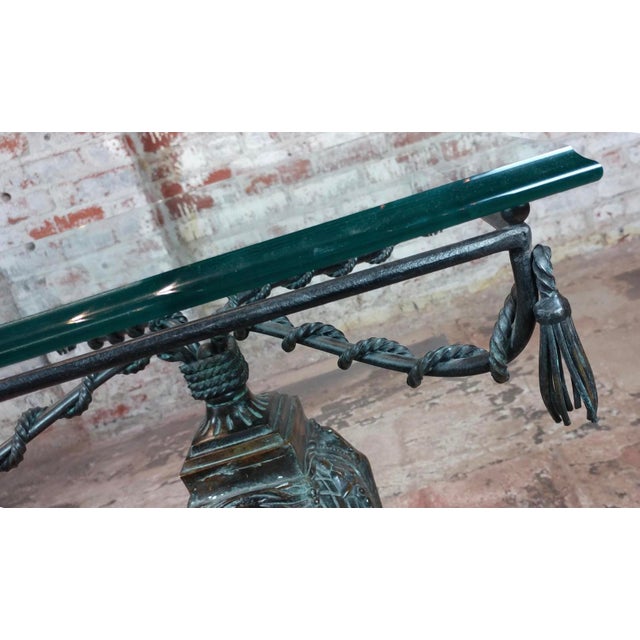 Green Maitland Smith vIntage Bronze Elephant Side Table W/Glass Top For Sale - Image 8 of 8