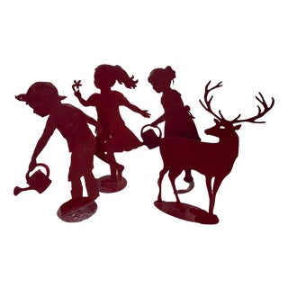 Iron Silhouettes of Children and a Deer, Set of 4 For Sale
