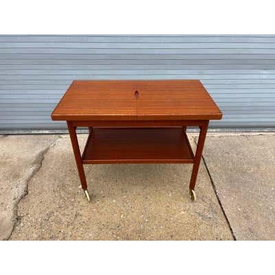 Danish Teak Bar Cart in Scandinavian Modern Style, Hand-Crafted, 1960 For Sale - Image 11 of 12