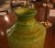 Hand painted glazed vessel in vibrant colors by Aldo Londi for Rosenthal Netter. Chartreuse green, with orange and brown...