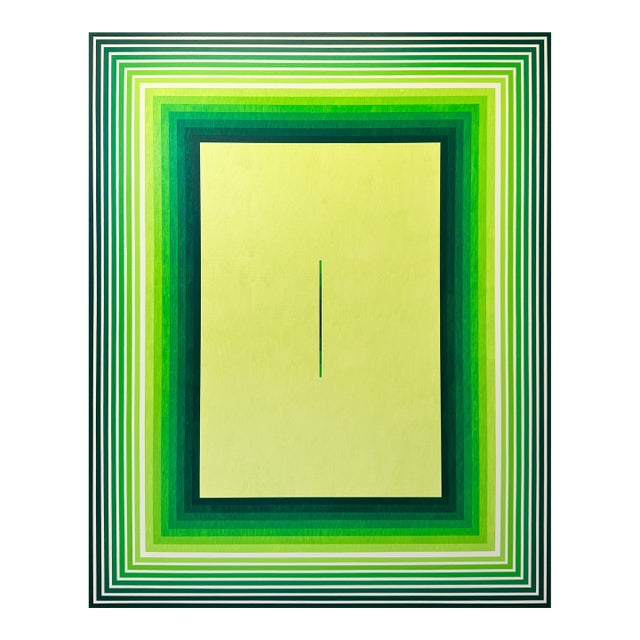 Contemporary Abstract Acrylic on Canvas "Autosuggestion (Green)" by Andy Harwood For Sale