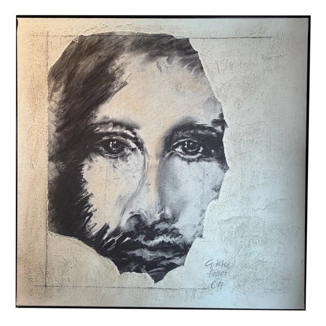 Klee-Feller Gudrun, A Haunting Portrait of a Man, 2004, Mixed Media For Sale