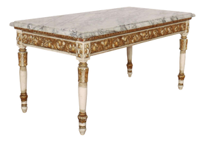 French Decorated Marble Topped Coffee Table, 1920s