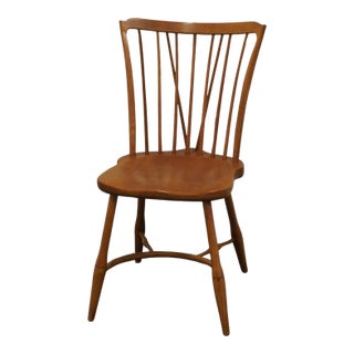 High End Vintage Solid Hard Rock Maple Colonial Early American Fiddleback Duxbury Dining Side Chair 620-911 For Sale