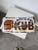 Antique enamel sign, gas station advertising object, made of curved sheet metal, for the kubor brand. significant defects...