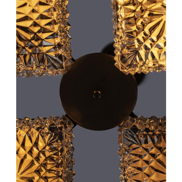 Four-Light Glass and Metal Chandelier from Kamenický Šenov, 1970s For Sale - Image 4 of 8