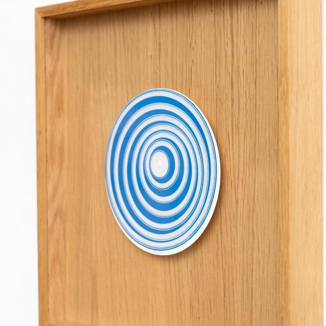 Blue Marcel Duchamp, Blue and White Cerceaux Rotorelief from Konig Series 133, 1987, Wood For Sale - Image 8 of 11