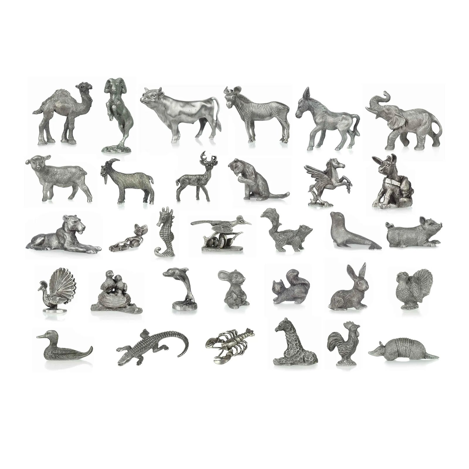 Late 20th Century Small Pewter Animals Figurines 32 Pieces Chairish