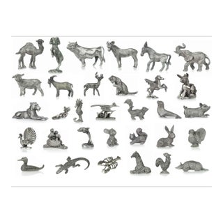 Late 20th Century Small Pewter Animals Figurines - 32 Pieces For Sale