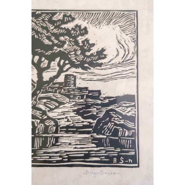 1930s Mid-Century American Linocut Print "Kansas Landscape" by Birger Sandzen For Sale - Image 5 of 12
