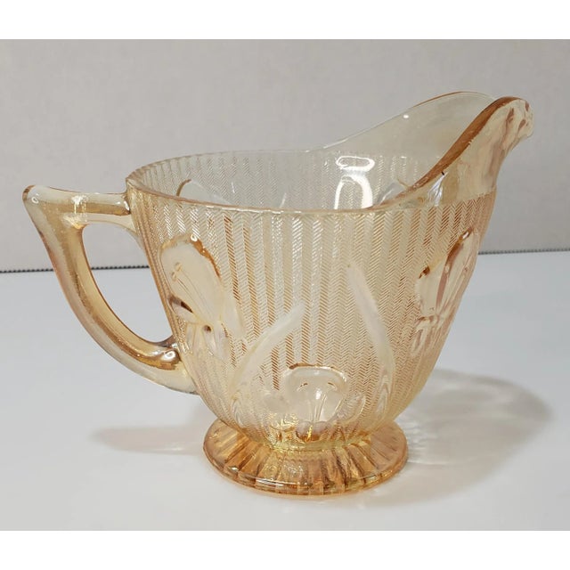 1960s 1960s Jeanette Iris Iridescent Flora Gold Creamer For Sale - Image 5 of 7