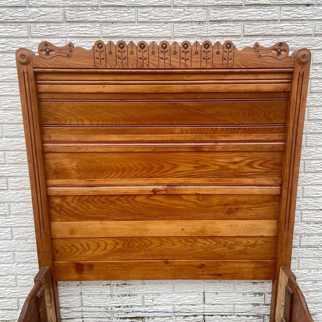 Antique Victorian Eastlake Twin Bed Single Bed With Carved Florals