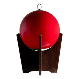1960s Mid-20th Century Red Sphere Table Lamp For Sale