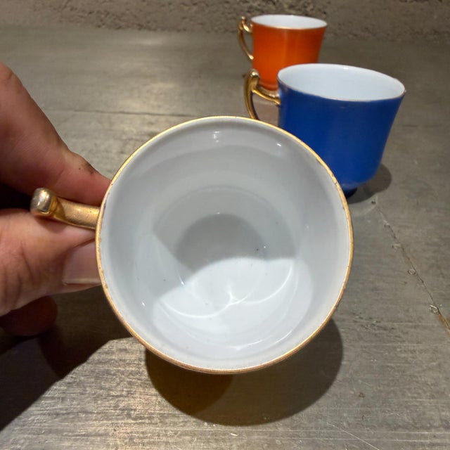 Japanese Vintage Porcelain Espresso/Demitasse Cup Chikaramachi Gold Castle Japan - Set of 3 For Sale - Image 3 of 10