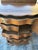 Antique oak highboy dresser featuring distinctive serpentine bowed drawers and a small upper side cabinet. Excellent...