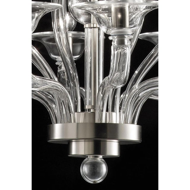 Transparent Linear Murano Glass Chandelier by Simoeng For Sale - Image 4 of 7