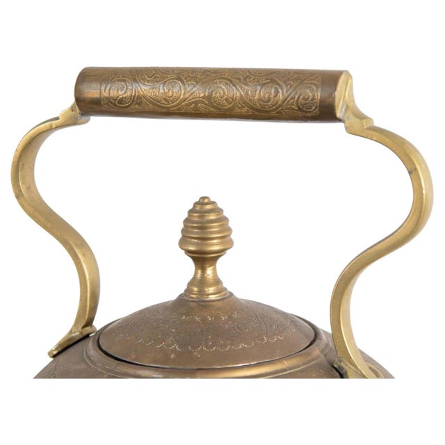 Monumental Moroccan Engraved Brass Tea Kettle on Stand For Sale - Image 13 of 17