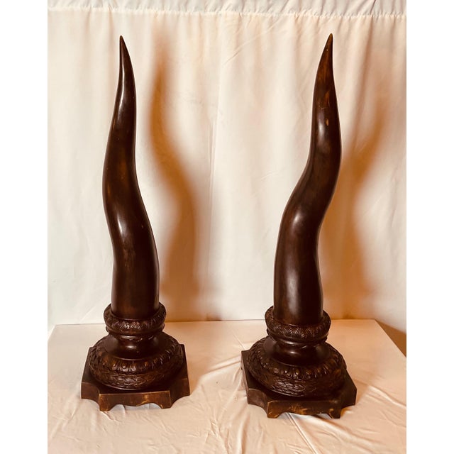 Rustic Maitland Smith Bronze Horn Form Sculptures For Sale - Image 3 of 9