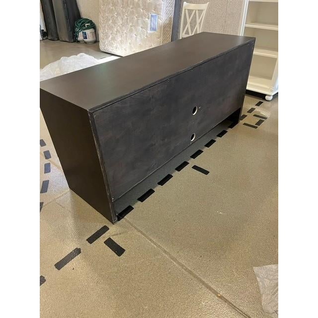 Cerused Wood Cabinet – Modern Textured Sideboard With Sculptural Grain & Dark Frame For Sale - Image 4 of 7